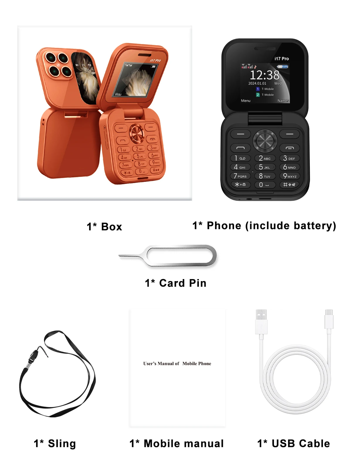 SERVO I17 PRO Mini Flip Phone Unlocked Dual SIM Standby 1.77" Display Magic Voice Speed Dial FM Radio Foldable Pocket Cellphone