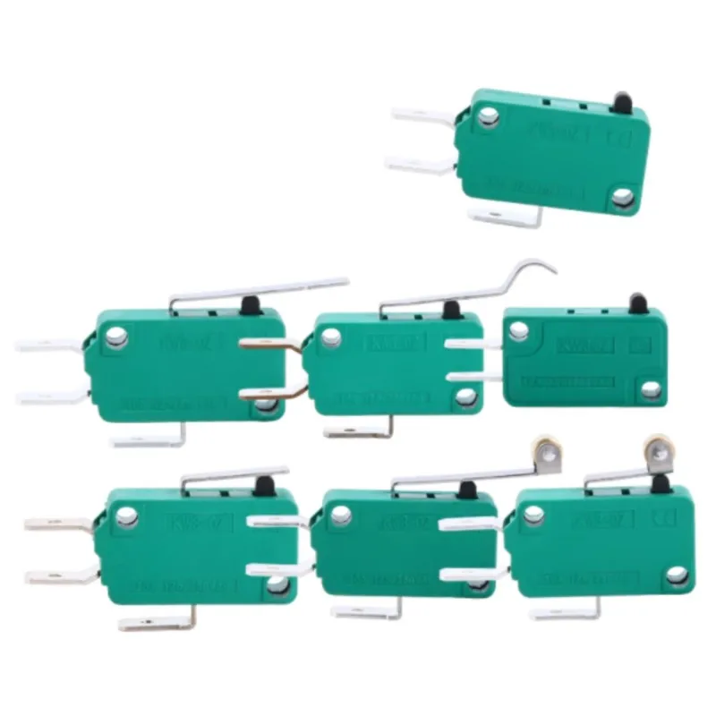 250VAC 16A SPDT 3-Pin Long Straight Hinge Lever Miniature Microswitch Green KW3-0Z