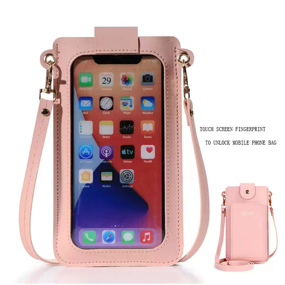 Women Bag Handbag Fashion Touch Screen Shoulder Cell Phone Pack Mini Crossbody Bags Leather Mobile Wallet Purses Bags for Female