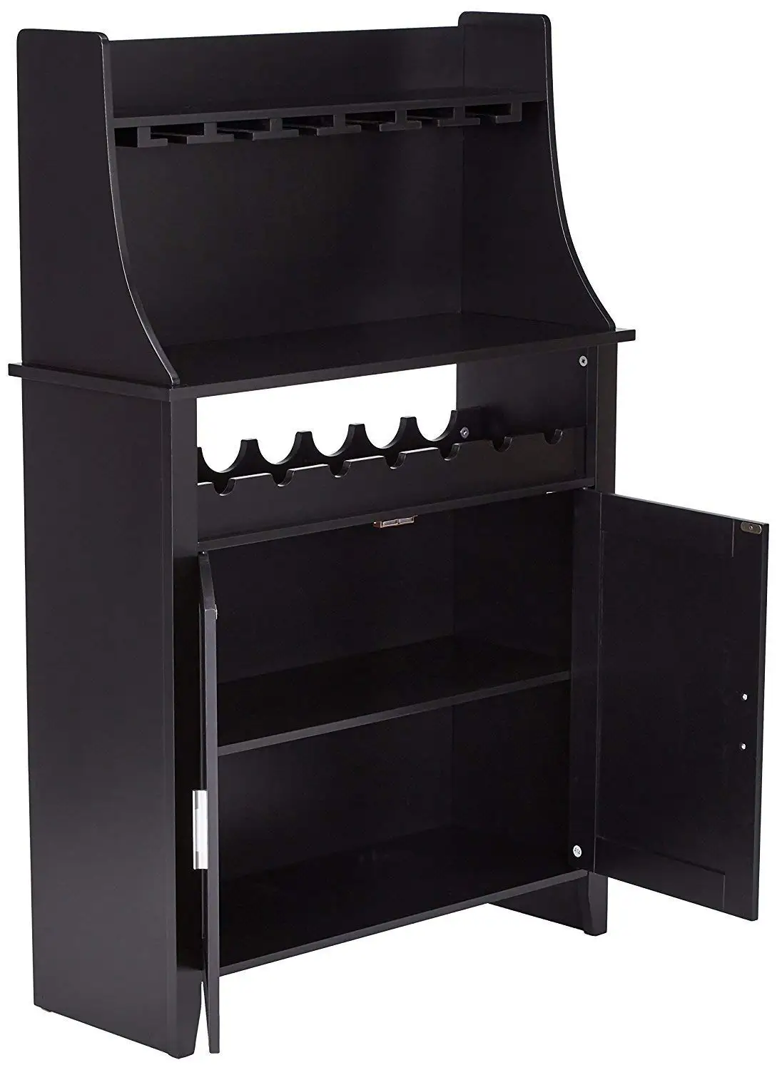 Wood Wine Rack Buffet & Storage Cabinet, Black