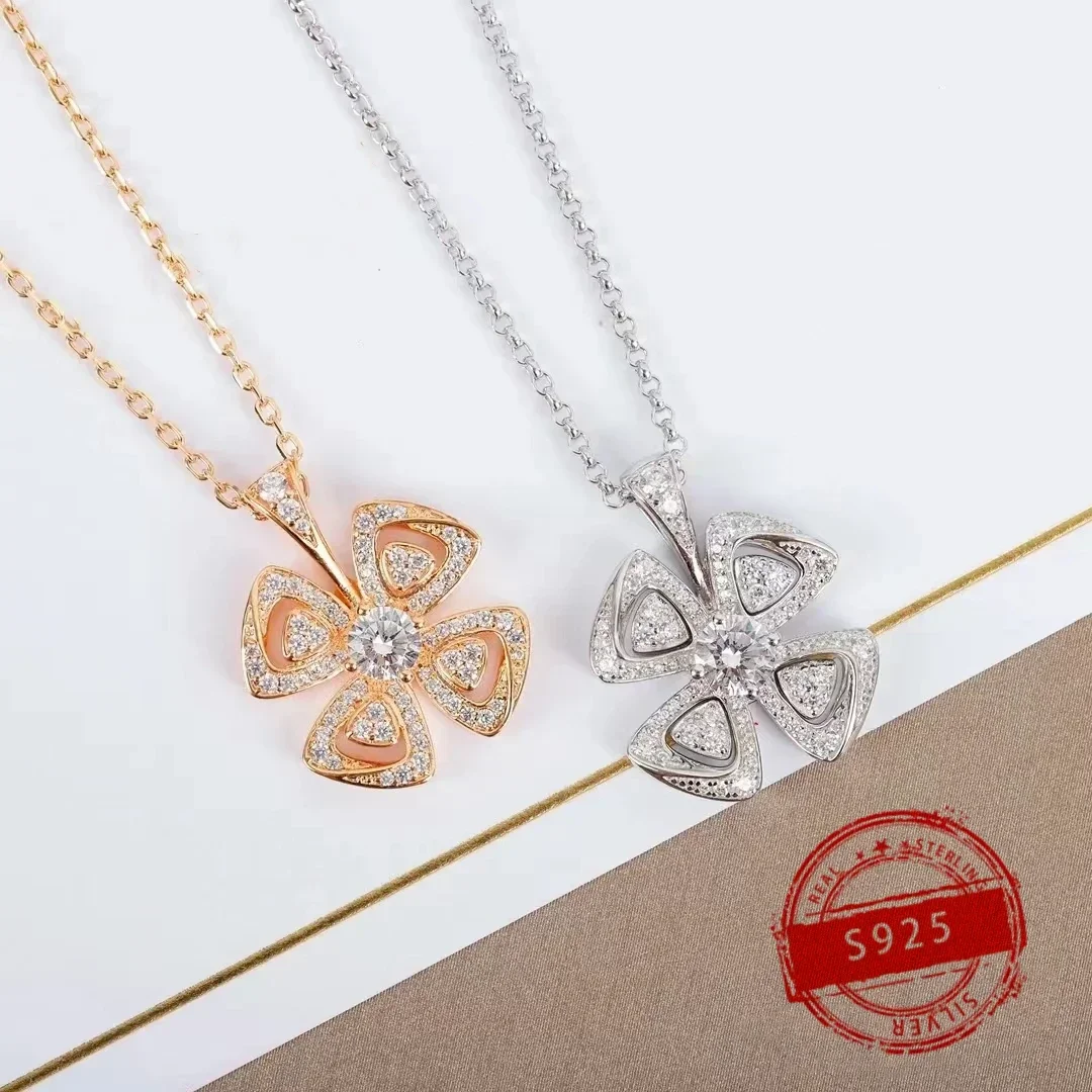 2024 New 1:1 Customized Hot Selling Brand S925 Silver Eternal Flower Diamond Women Necklace Fashion Trend Birthday Party Gift