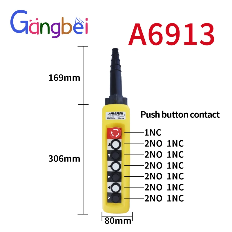XAC-A6913 gru a doppia velocità con controllo controllo a doppia velocità interruttore di arresto di emergenza il pulsante di guida 6913