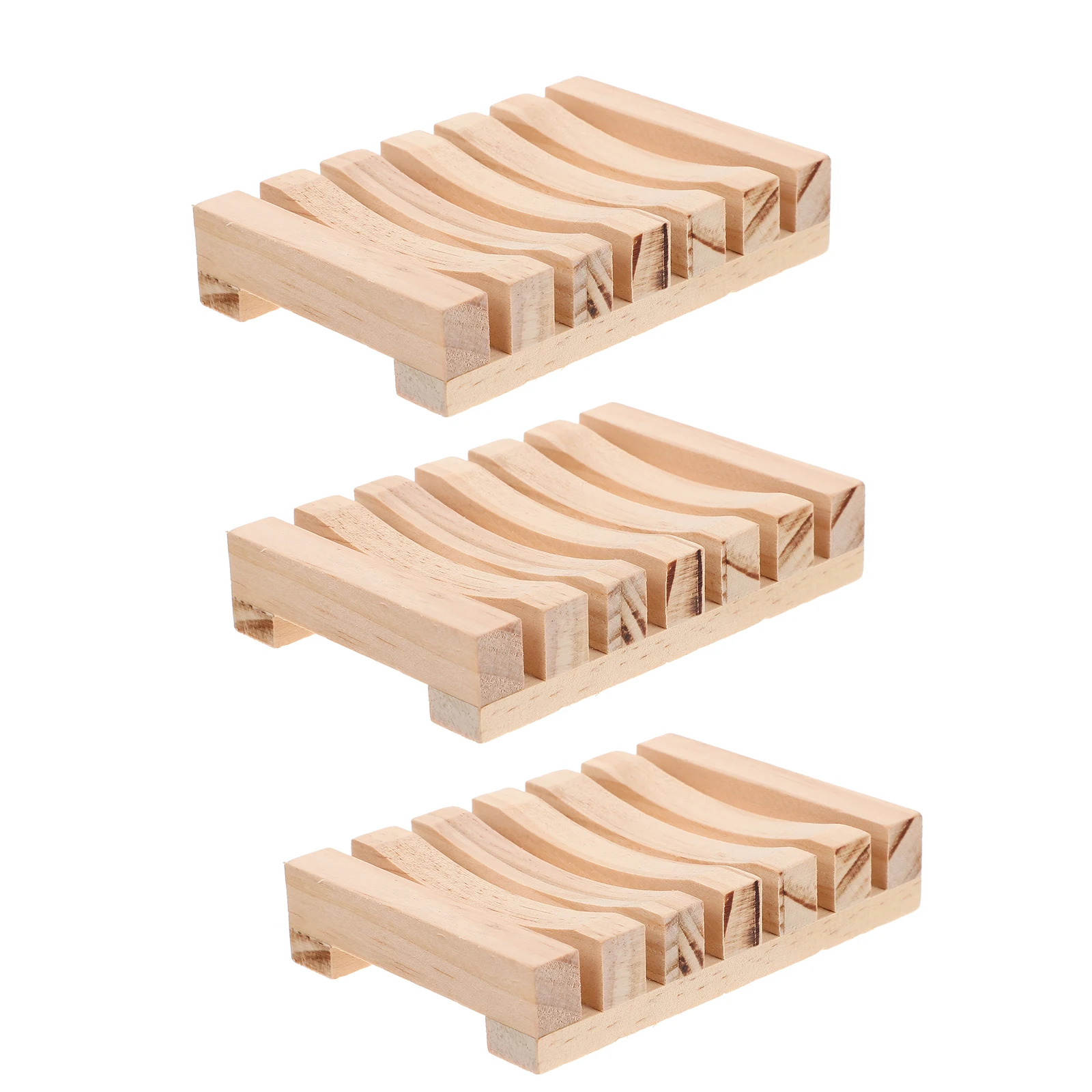 

3 Pcs Wooden Soap Dish Retro Design Bathroom Kitchen Accessories Tray Holder Drain Rack Wood Soap Tray