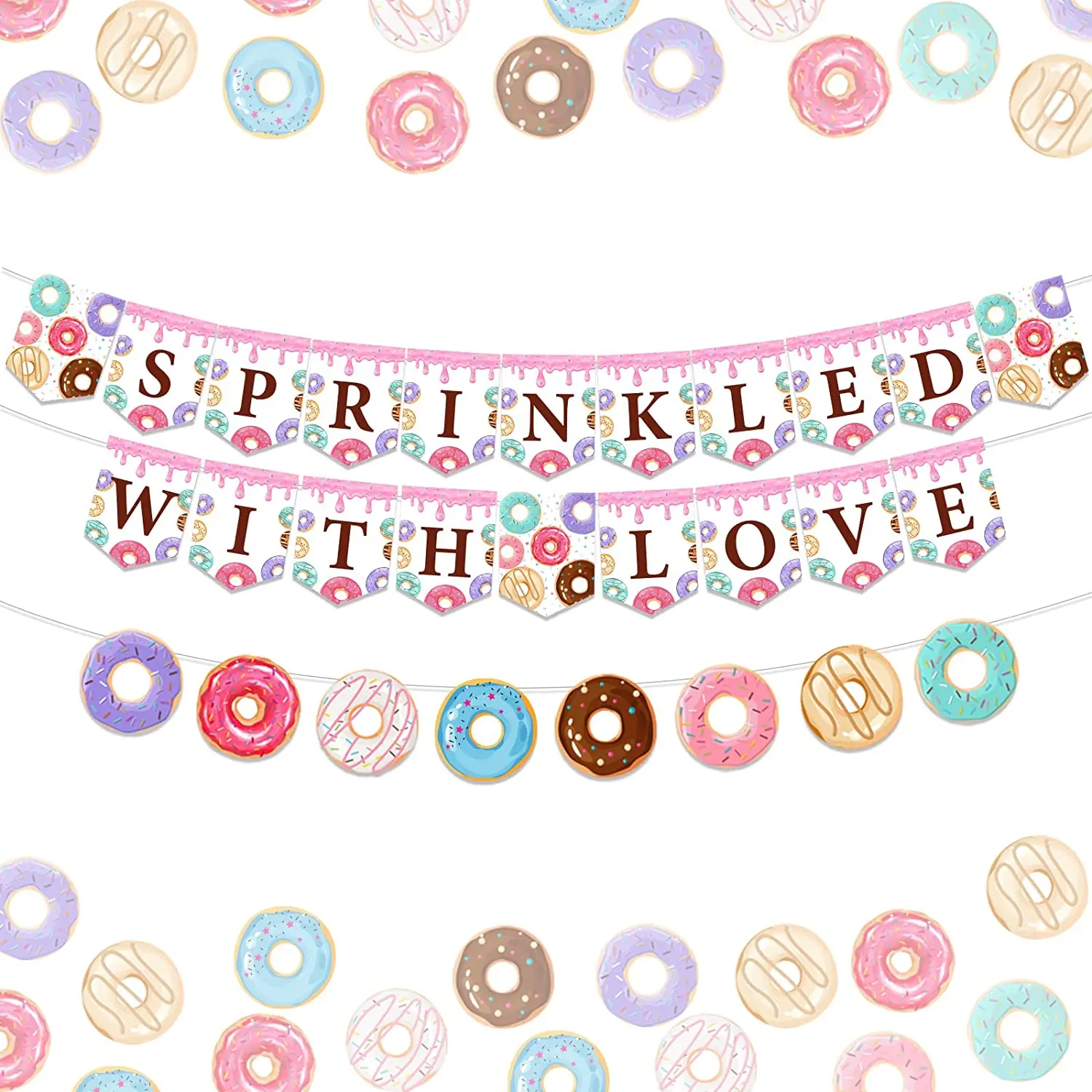 

Donut Baby Shower Banner for Girl Sprinkled with Love Banner Garland Donut Welcome Baby Baby Shower Party Decorations Supplies