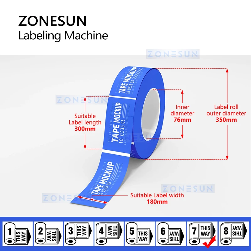 ZONESUN Automatic Flat Surface Labeling Machine Adhesive Sticker Labeller Laundry Detergent Bottle Label Dispenser ZS-TB150P2