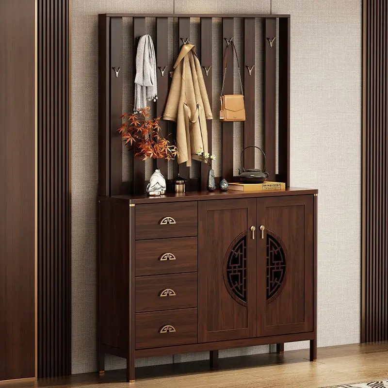 New Chinese shoe cabinet, integrated seat with hanger at the door of the home, entrance to the living room, partition, and entra