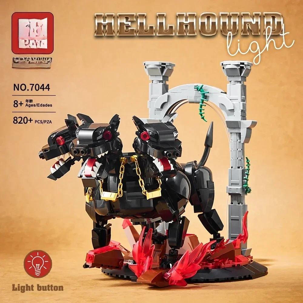 

790PCS Creative Cerberus Fluffy The Three-Headed Hellhound Building Blocks Dog Model Assemble Bricks Toys Gift For Children Kids
