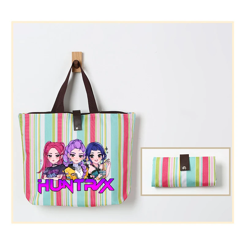 K-pop デーモンハンターズファッションハンドバッグ女性用アニメポータブルトートバッグ大容量ショッピングポーチシンプルなショルダーバッグギフト