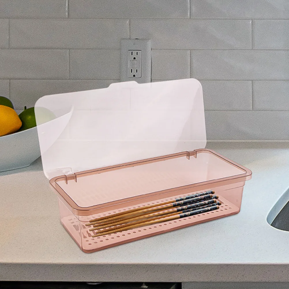 

2 Pcs Container Chopsticks Storage Box Cutlery Silverware Tray Organizer Orange Drainer Travel