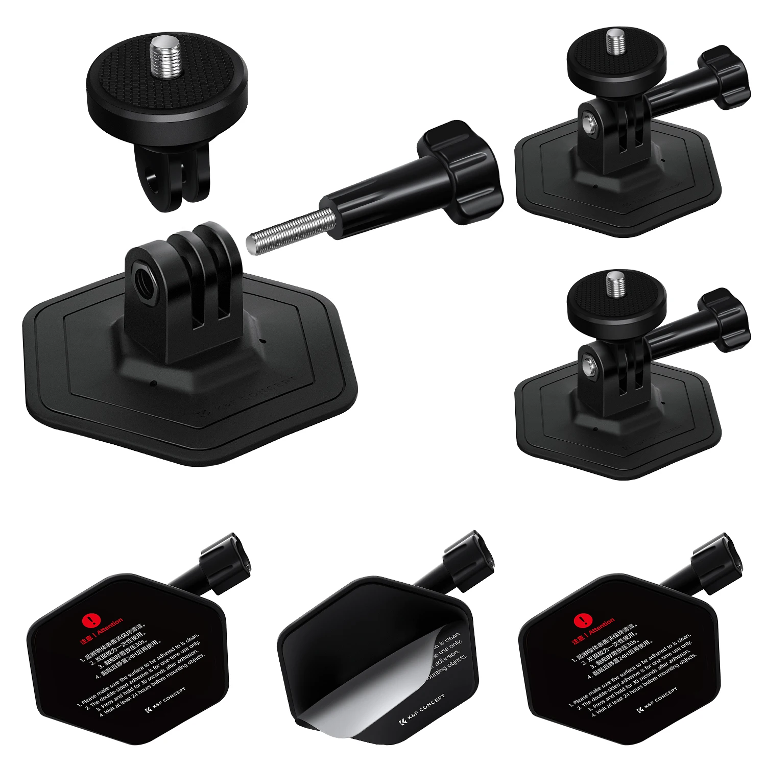 K&F CONCEPT Voorruit/Magnetisch/Rugzak/Helm met Riempje 3M Lijm voor GoPro HERO DJI Osmo Action Insta360 Schroefadapter 1/4