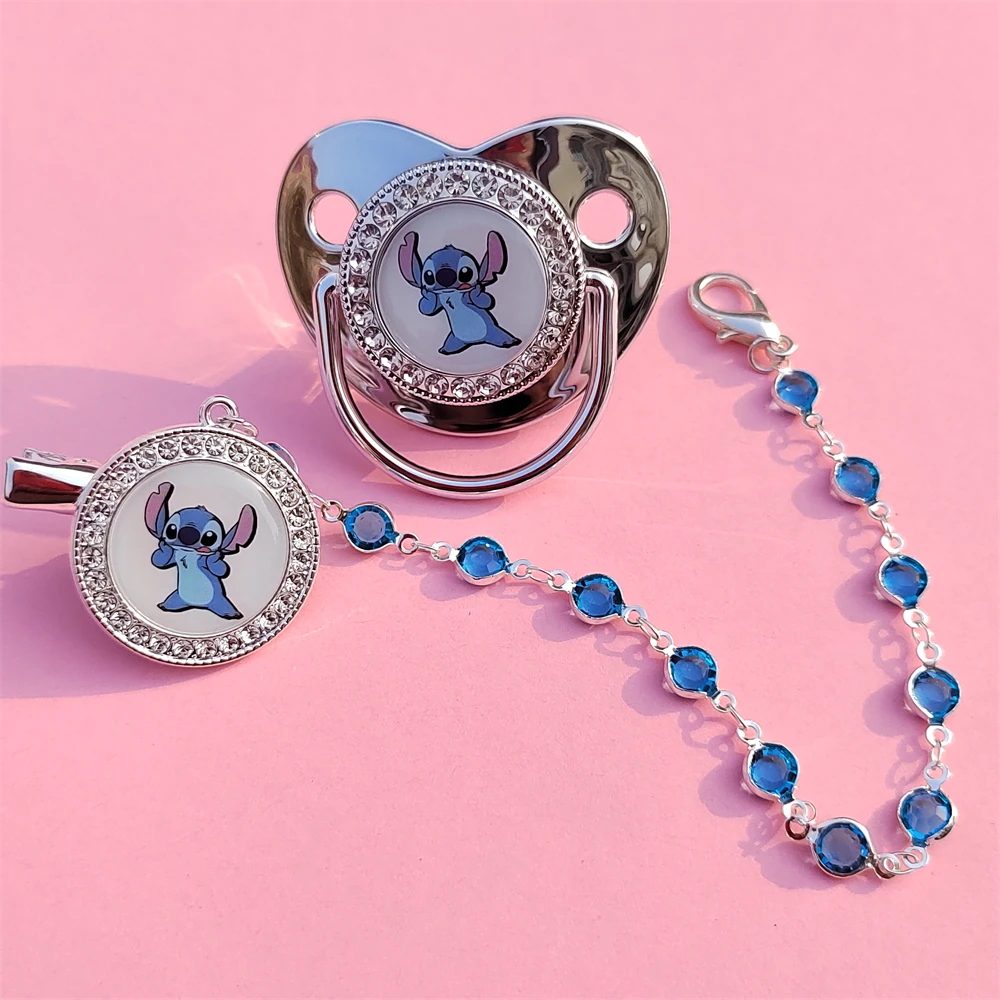 Baby Products Stitch Boy Baby Pacifier and Diamond Pacifier Clip BPA-free silicone baby nipple Gold Glitter baby fake Pacifier