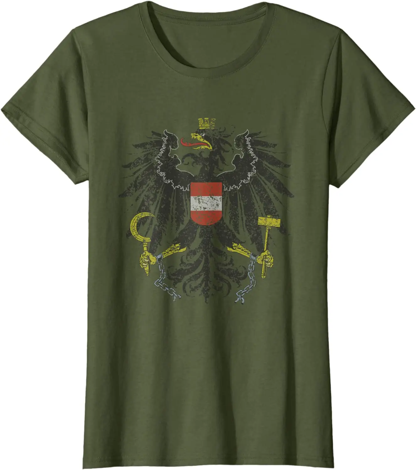 Austrian Flag Austria Coat of Arms Eagle Men T-Shirt Short Sleeve Casual 100% Cotton O-Neck Summer Mens T Shirts