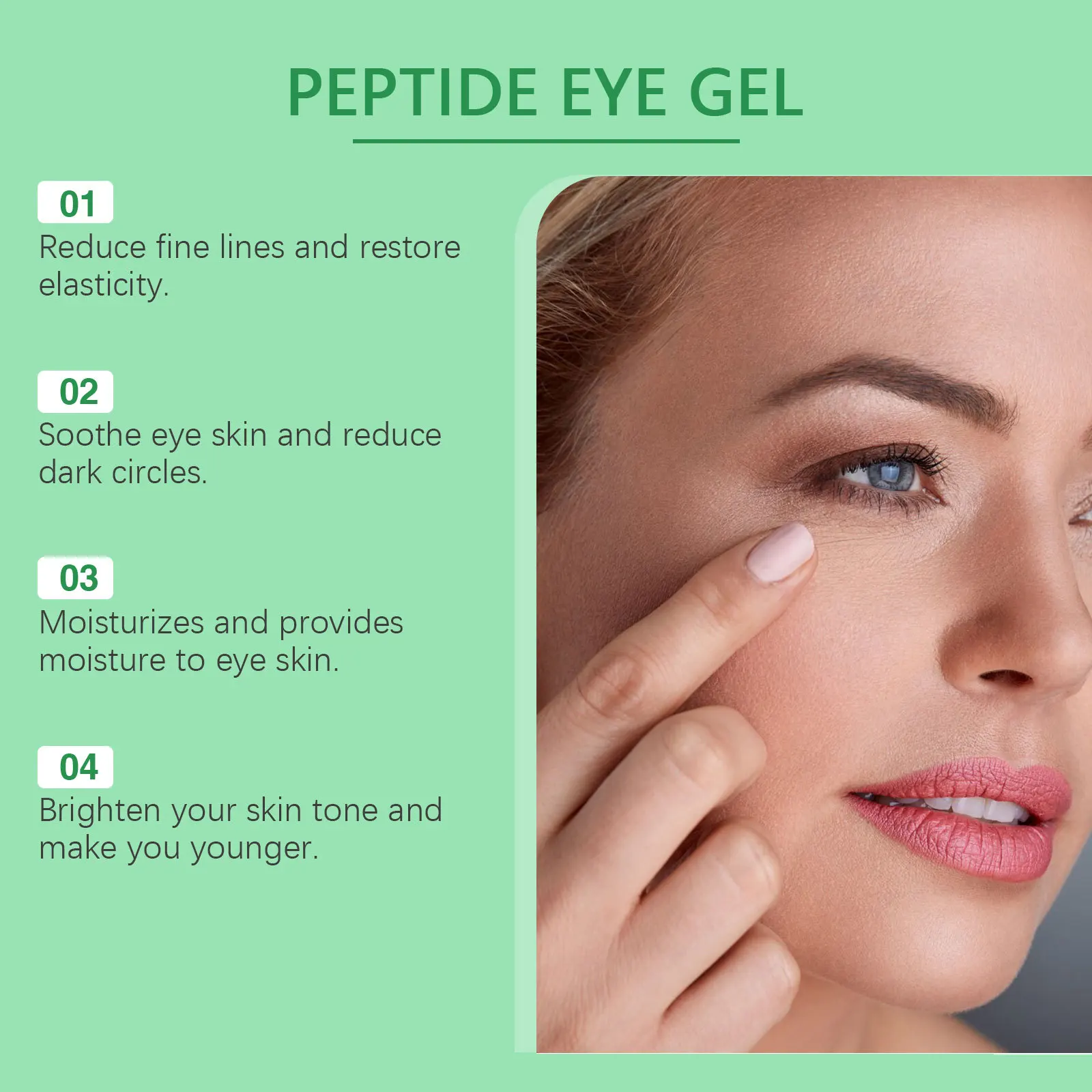 Gel de peptide 10000 pour les yeux, raffermissant et liftant, amélioration de la peau, crème hydratante pour le soin des yeux