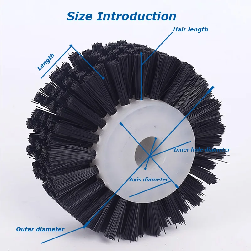 Imagem -05 - Black Nylon Wire Wheel Brush Deburring Escova de Limpeza Abrasiva Polimento Cilindro Oco Remoção de Poeira Máquina Industrial