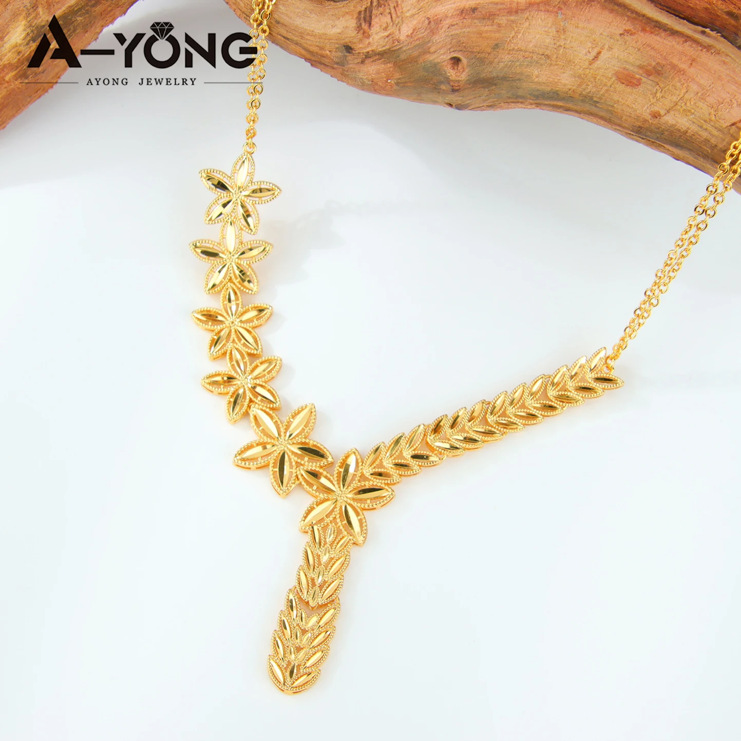 Dubai Gold Schmuck Set 24k vergoldet Arabisch Elegante geometrische Halskette Armband Ohrringe Nigeria Frauen Hochzeit Schmuck – Detail 9