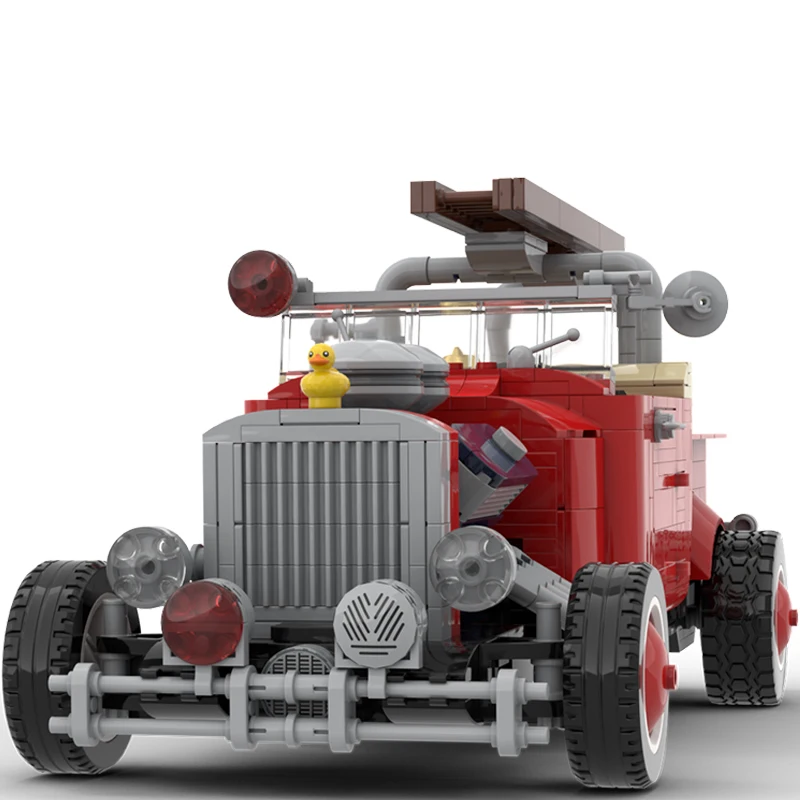 Hots Selling MOC Building Blocks Red Fire Engine Series Model Creative Engineering Vehicle Parts Assembly Children's Toys Bricks