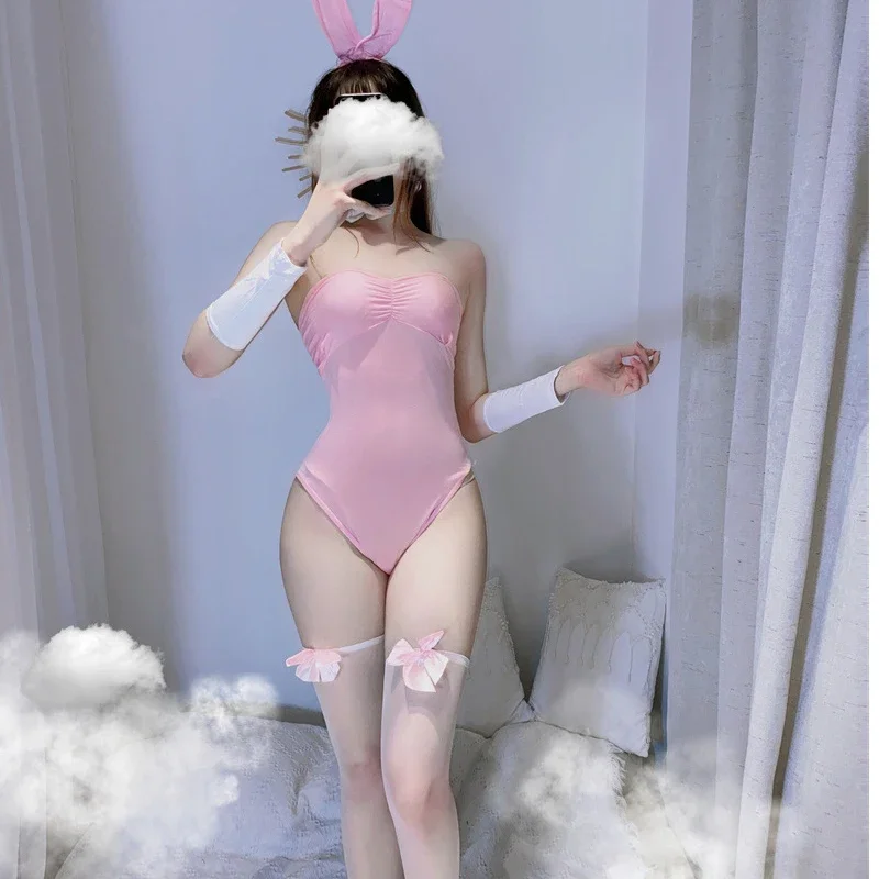 Woman sexy lingerie pink bunny one-piece suit uniform cute temptation erotic costumes cosplay underwear porno sexual lingerie