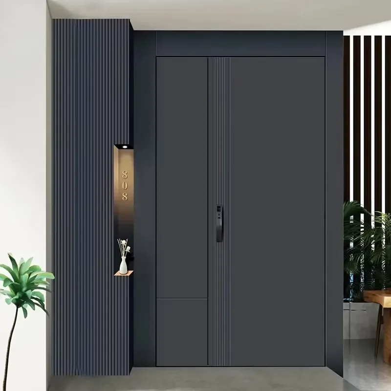 Customized Modern Design Steel Structure Thermal Break Cast Aluminium Door for Exterior With Smart