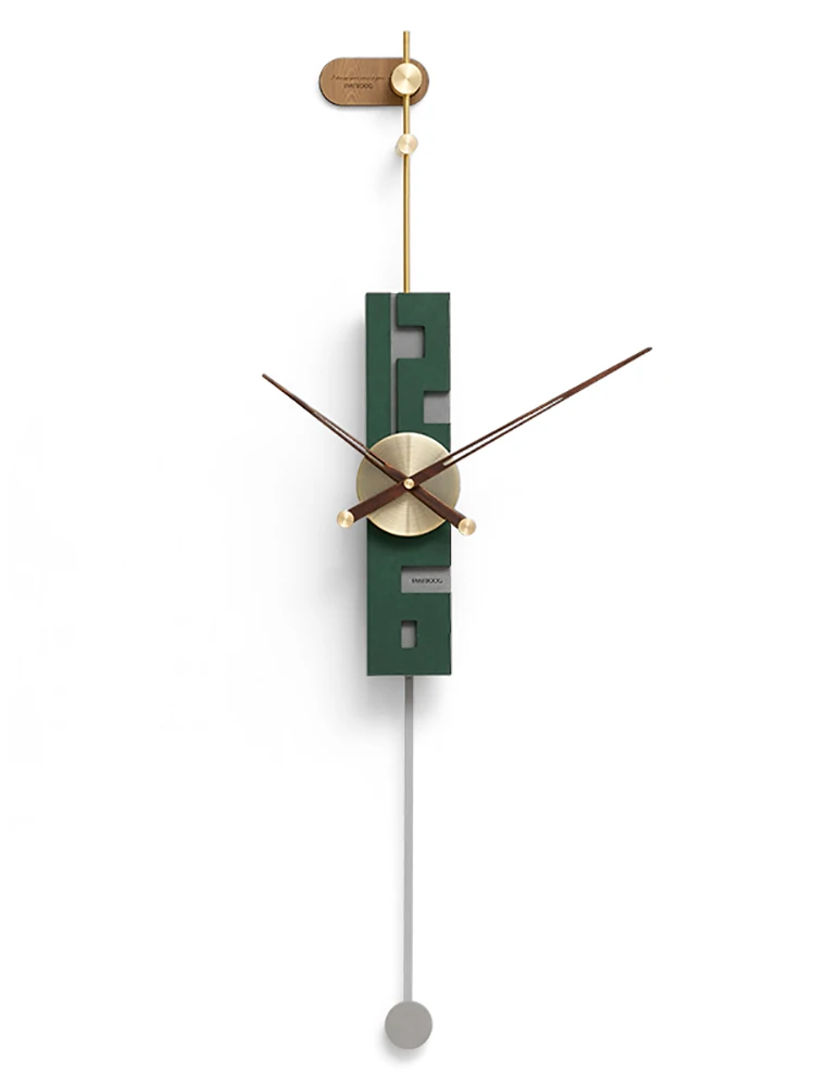 Nordic Large Wall Clock Modern Design Wood Silent Pendulum Clocks Wall Home Decor Luxury Metal Watches Pure Copper Living Room