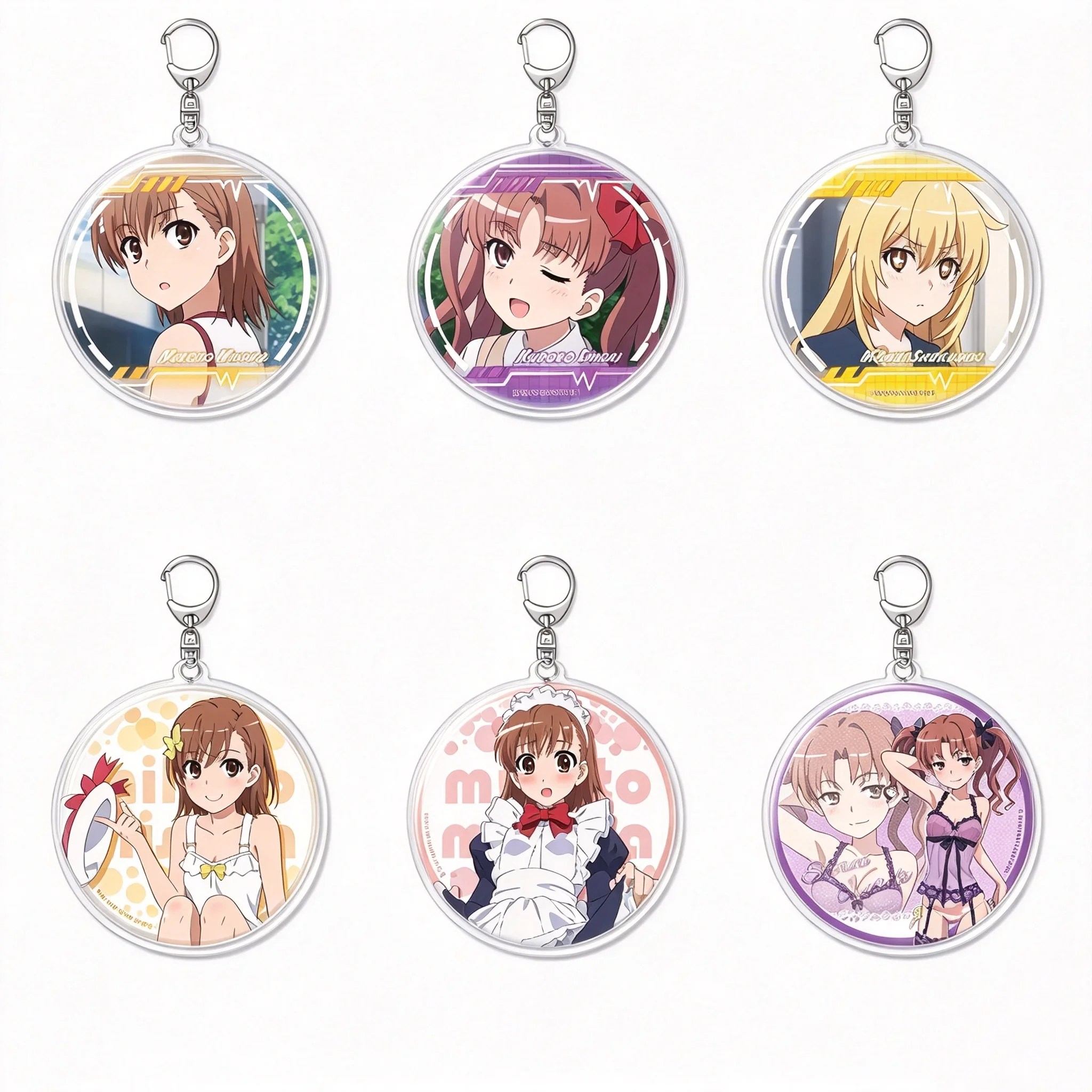 Anime A Certain Scientific Railgun T Mikoto Misaka Circle Acrylic Pendant Keychains Bag Decorations Fans Gifts