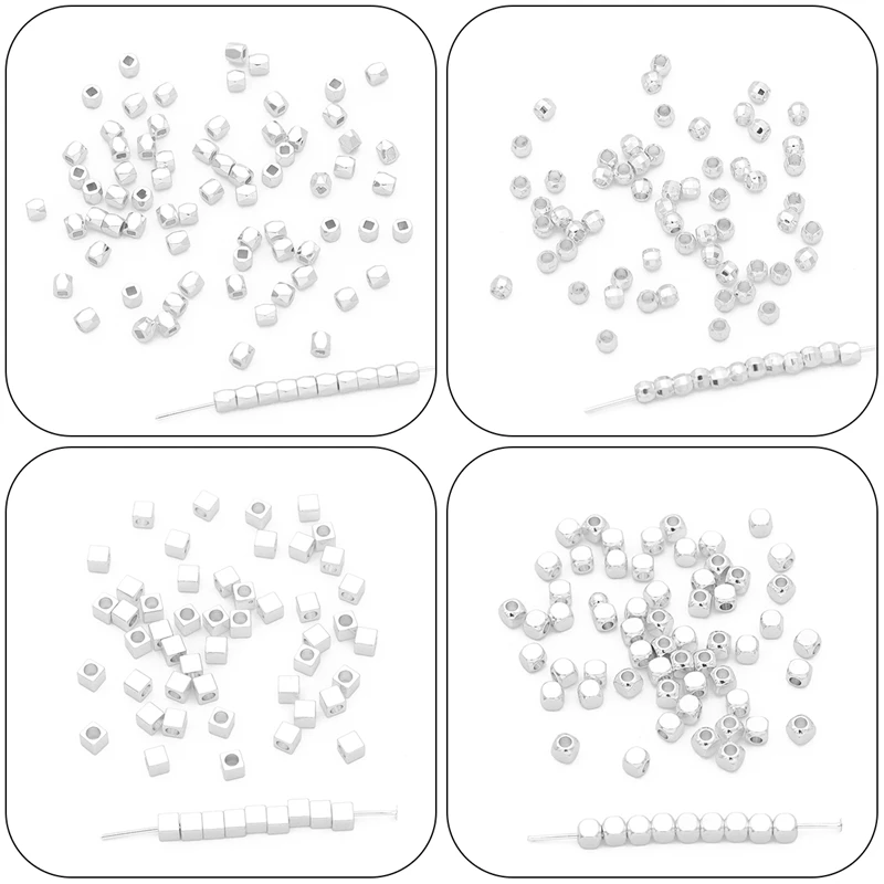 10個14 18k/シルバーメッキ真鍮ベースラウンド正方形チューブスペースブレスレットのネックレスdiyのジュエリーメイキングビーズ所見
