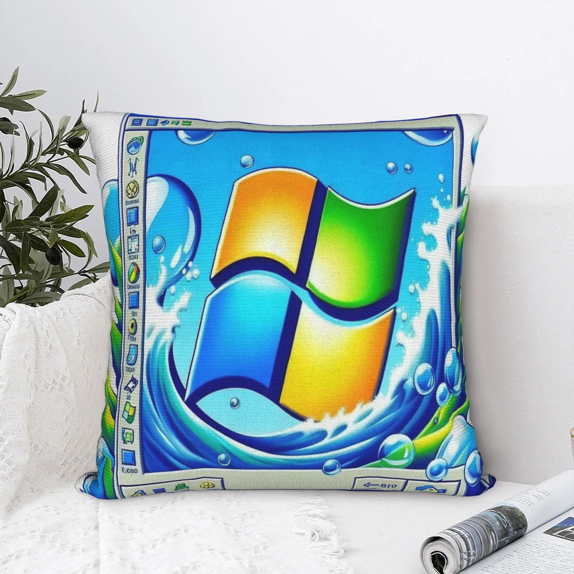 Frutiger Aero Pop-up Retro Vintage Square Pillow Case  Cushion Cover Creative Polyester Decorative Pillowcase for Car 45x45cm