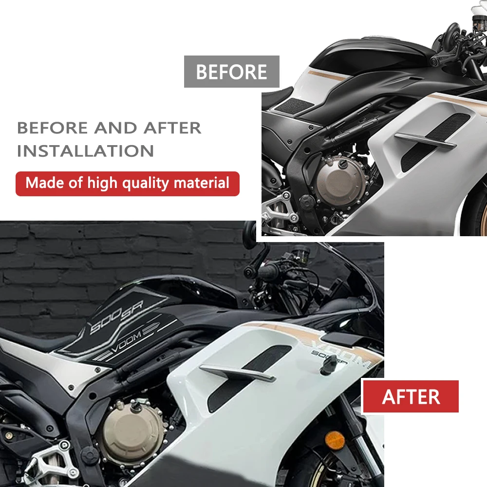 ل CFMOTO 500SR VOOM 2024 500 SR SR500 دراجة نارية المطاط خزان الوسادة ملصق الجانب خزان الوسادة المضادة للخدش ملصق مائي عدم الانزلاق