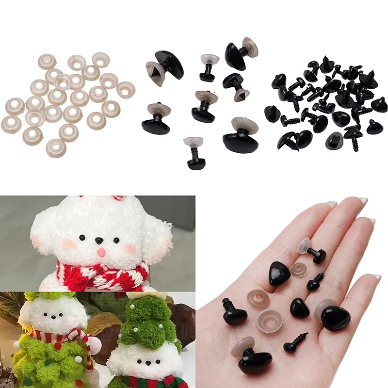 20-50 Pairs Black Acrylic Safety Noses For Plush Toys Dolls Stuffed Animals Bear Dolls Toy Accessories Come With Plastic Washers