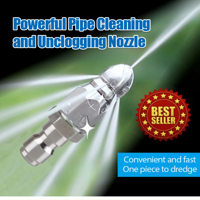 Powerful Sewer pipe unblocking Stainless Steel High-pressure nozzle Quick-connect 1/4 Pipe cleaning Rotating Unblocking Nozzle