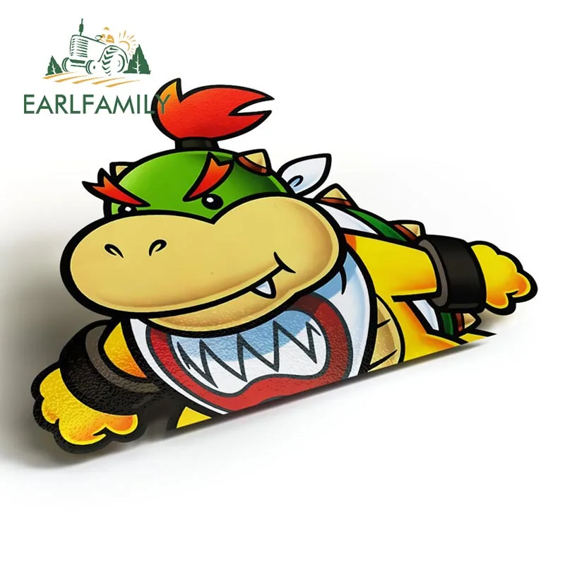 EARLFAMILY 13cm x 8.8cm Baby Turtle Peeker Car Sticker Chibi Big Head Decal Cartoon Car Styling JDM Window Car Bumper Decoration