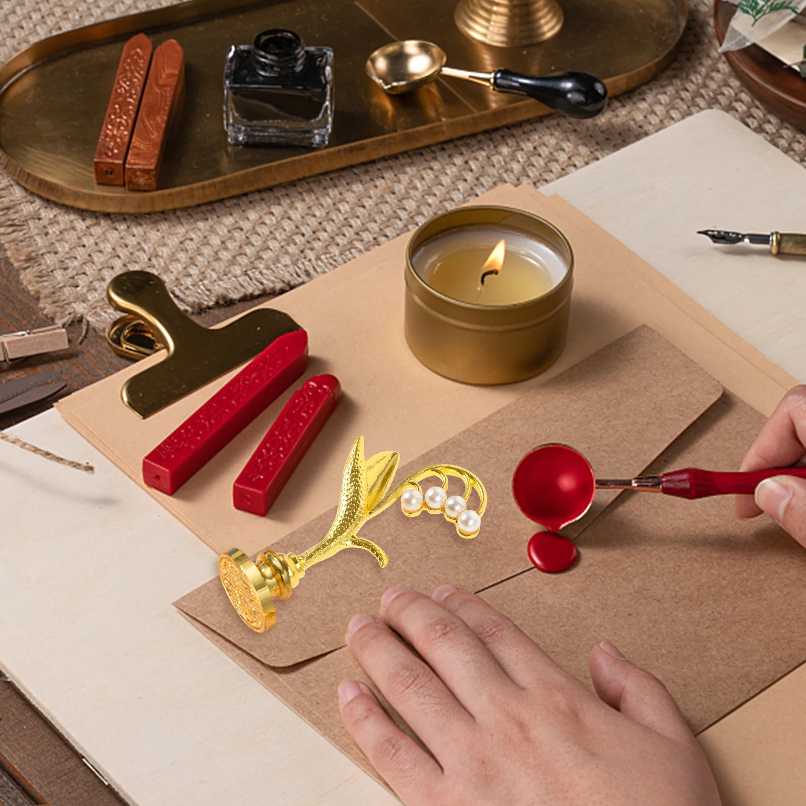 

Metal Replacement for Wax Seal Envelope Handle Scrapbooking Handmade Stamper Handle Parts Accessories Portable