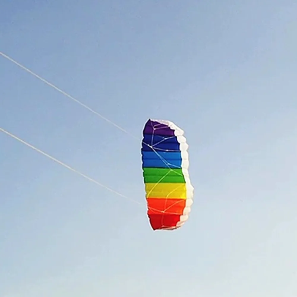 Easy to Fly Rainbow ร่ม Kite Dual Line 30 เมตร Line Soft Kite Double Power Good Flying Parafoil Kite เริ่มต้น