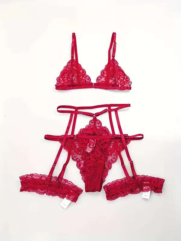 Toucheart 3 Piece Set Sleepwear Suit Sexy Lingerie Women Thin Transparent Lace Bra Set See Through Female Erotic Underwear New - Image 11