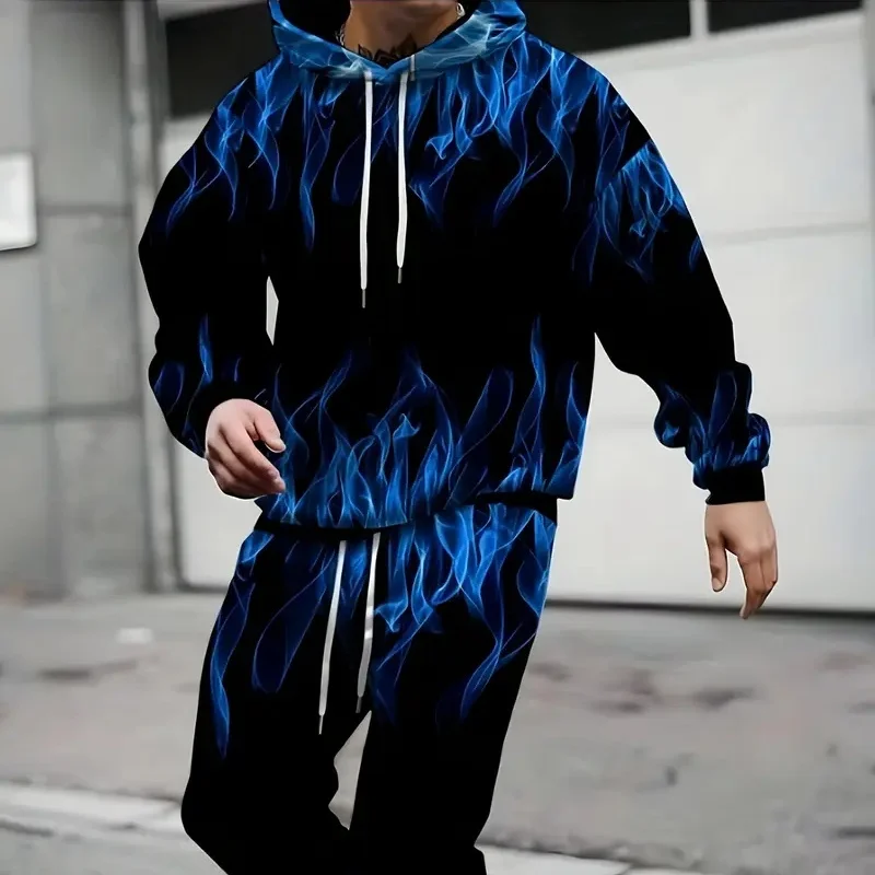 2025 Spring and Autumn 3D Printed Sweatshirt Set 2025 O-neck Drawstring Waist Long Trousers Sports Leisurewear Set