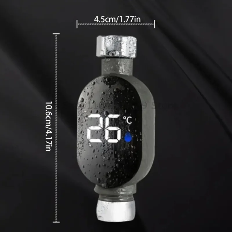 ميزان حرارة دش مائي منزلي مع شاشة LED 0 ℃ ~99 ℃   قياس درجة حرارة الماء الدقيق للحمام الذكي المقاوم للماء