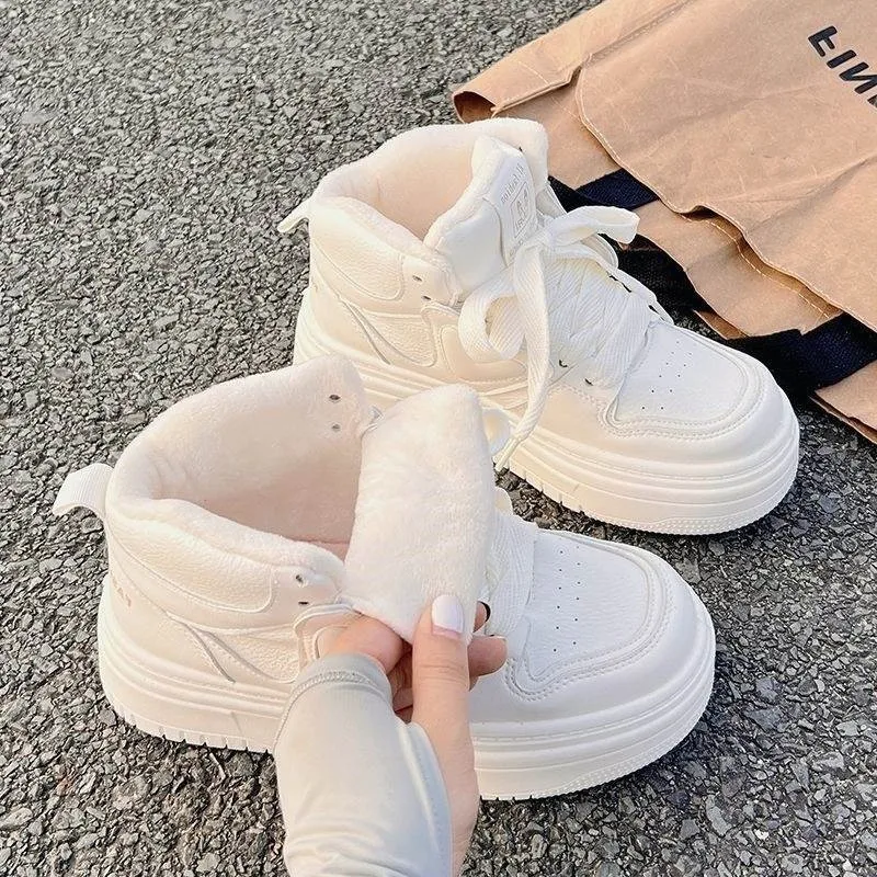 أحذية قطنية مخملية سميكة للنساء 2025 أحذية عالية الجودة جديدة أحذية بيضاء متعددة الاستخدامات أحذية كاجوال #5