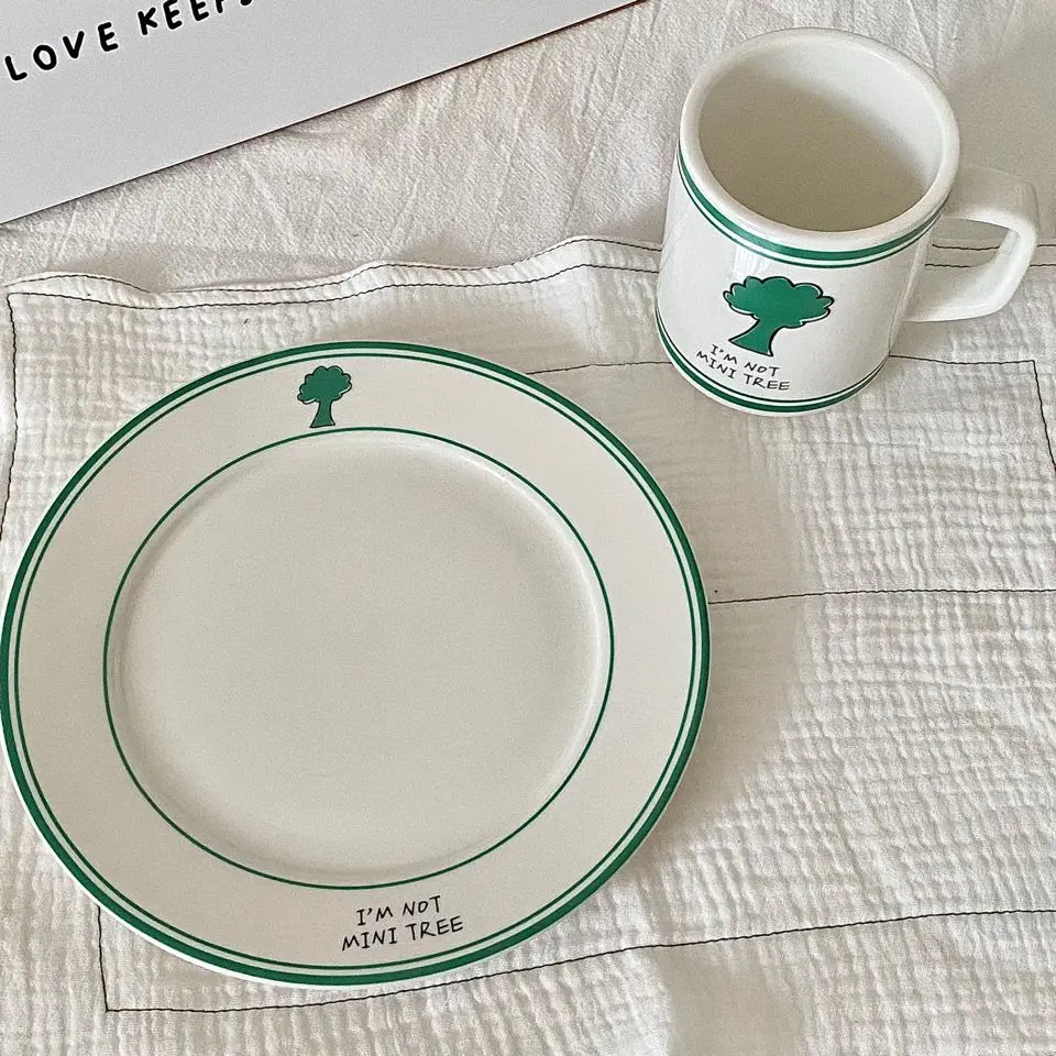 

Vegetable Series Ceramic Plate, Korean Tableware Pasta Plate, Breakfast Plate, Coffee Cup Set Coffee Cup Cute
