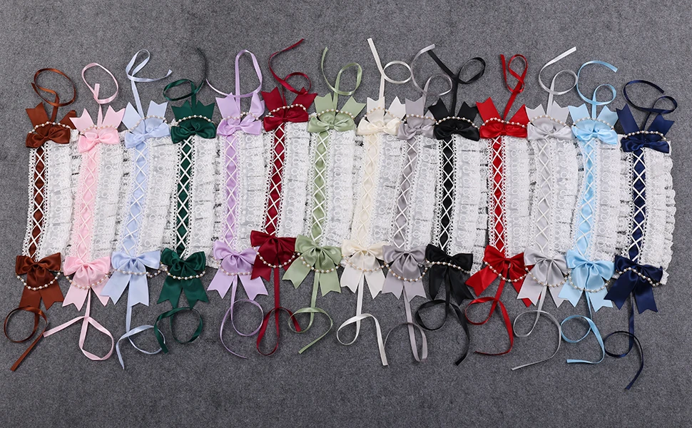 الحلو لوليتا مقوس دانتيل المرأة لطيف العصابات الشعر فتاة Bowknot الشريط Headbands سيدة أغطية الرأس خادمة اكسسوارات حك