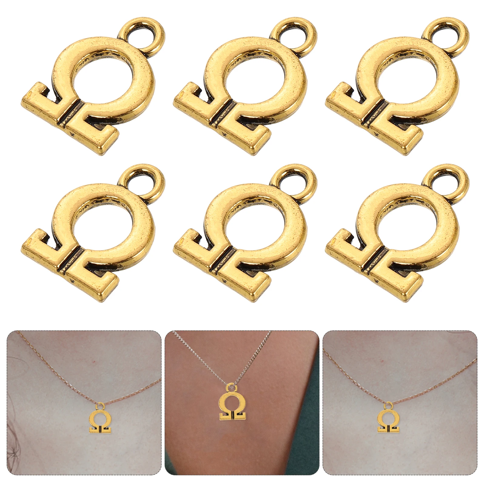 

10 Pcs Greek Letter Jewelry Beads Letters Gold Ornament Alphabet Charms for Making Pendant