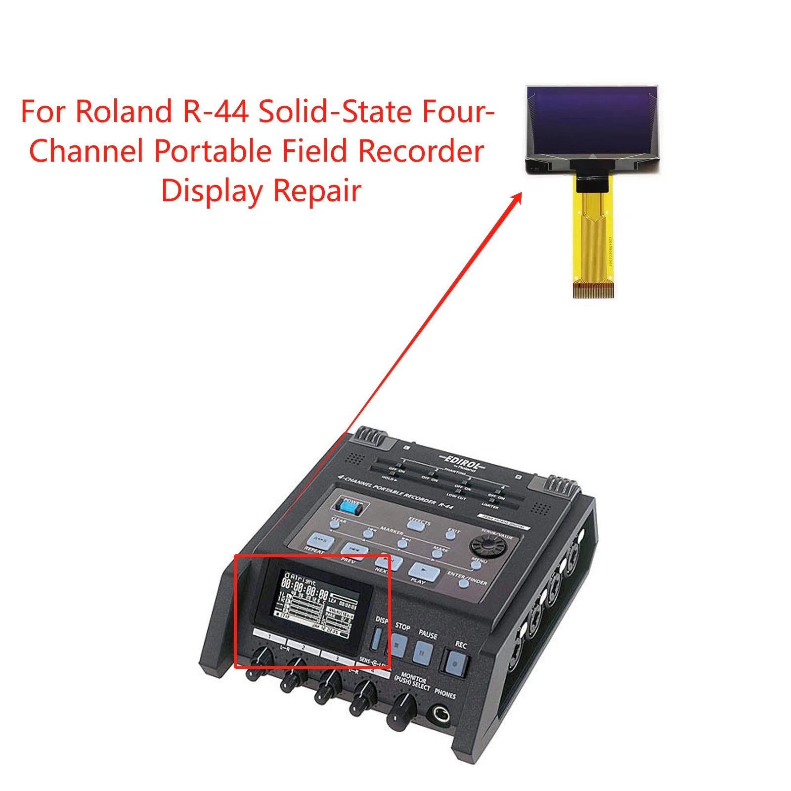 New Original Oled Display Screen for Roland R-44 Solid-State Four-Channel Portable Field Recorder Repair