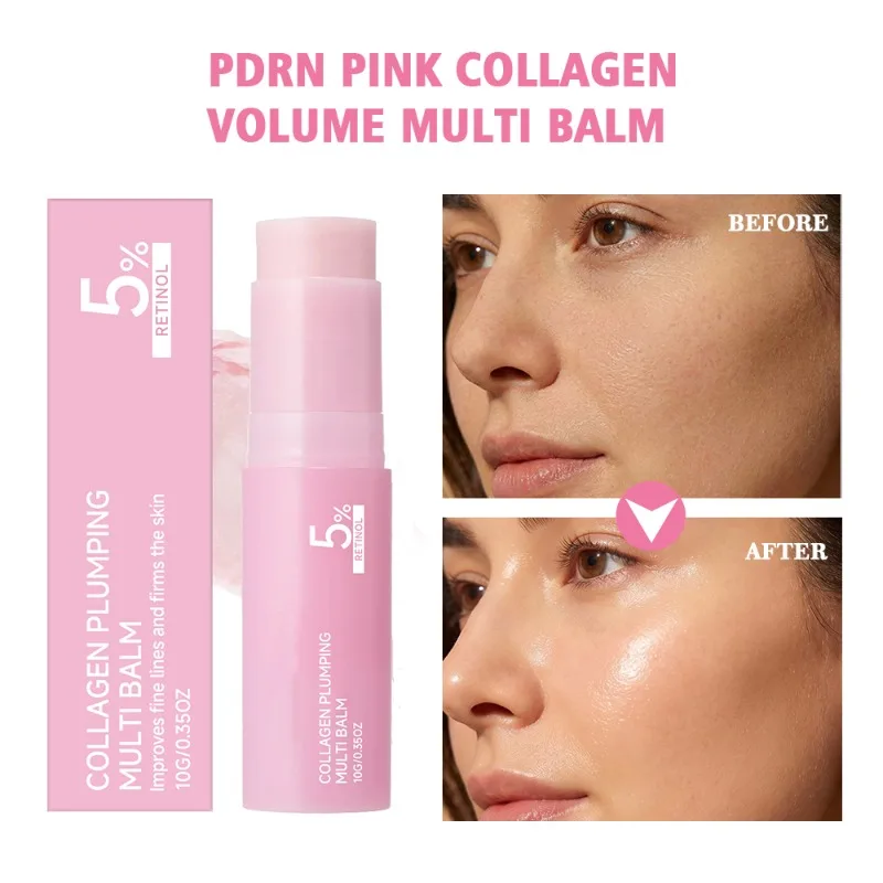 PDRN Pink Collagen Multi Volume Balm Stick Anti Aging Firming Anti Wrinkle For Eye Neck Forehead Smile Lines