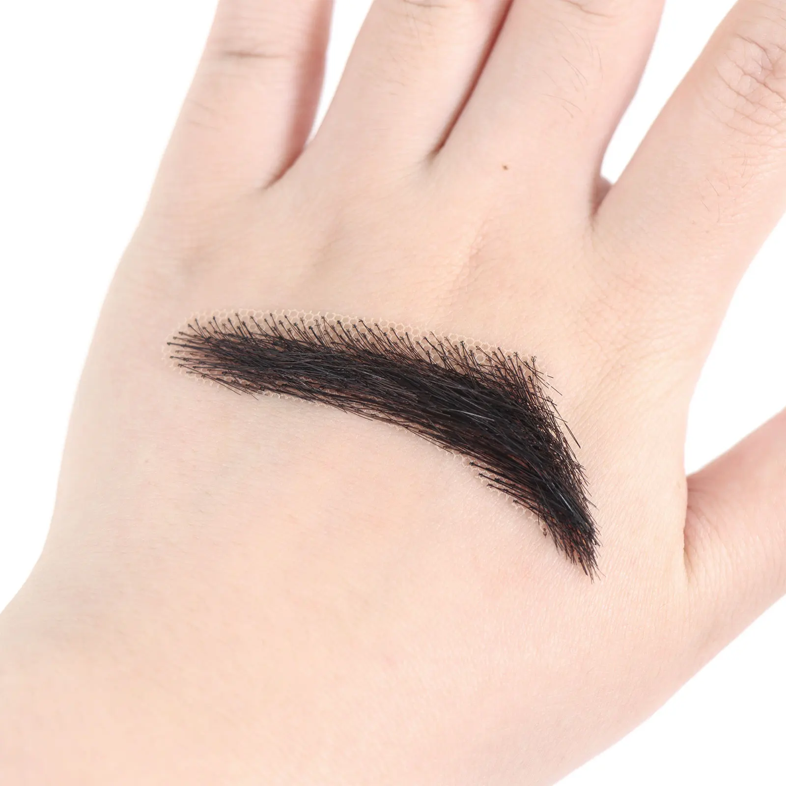 Natural Black Fake Eyebrows For Man Invisible Lace Base 100% Human Hair Handtied Brown Thick Style Neatly Eyebrows