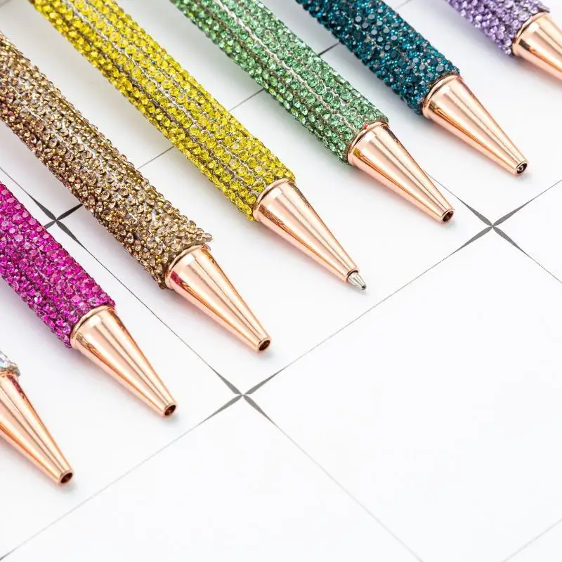 New Rhinestone Ballpoint Pen Rotatable Metal Crystal Bling Writing Pen For Student Office Wedding Party Business Present