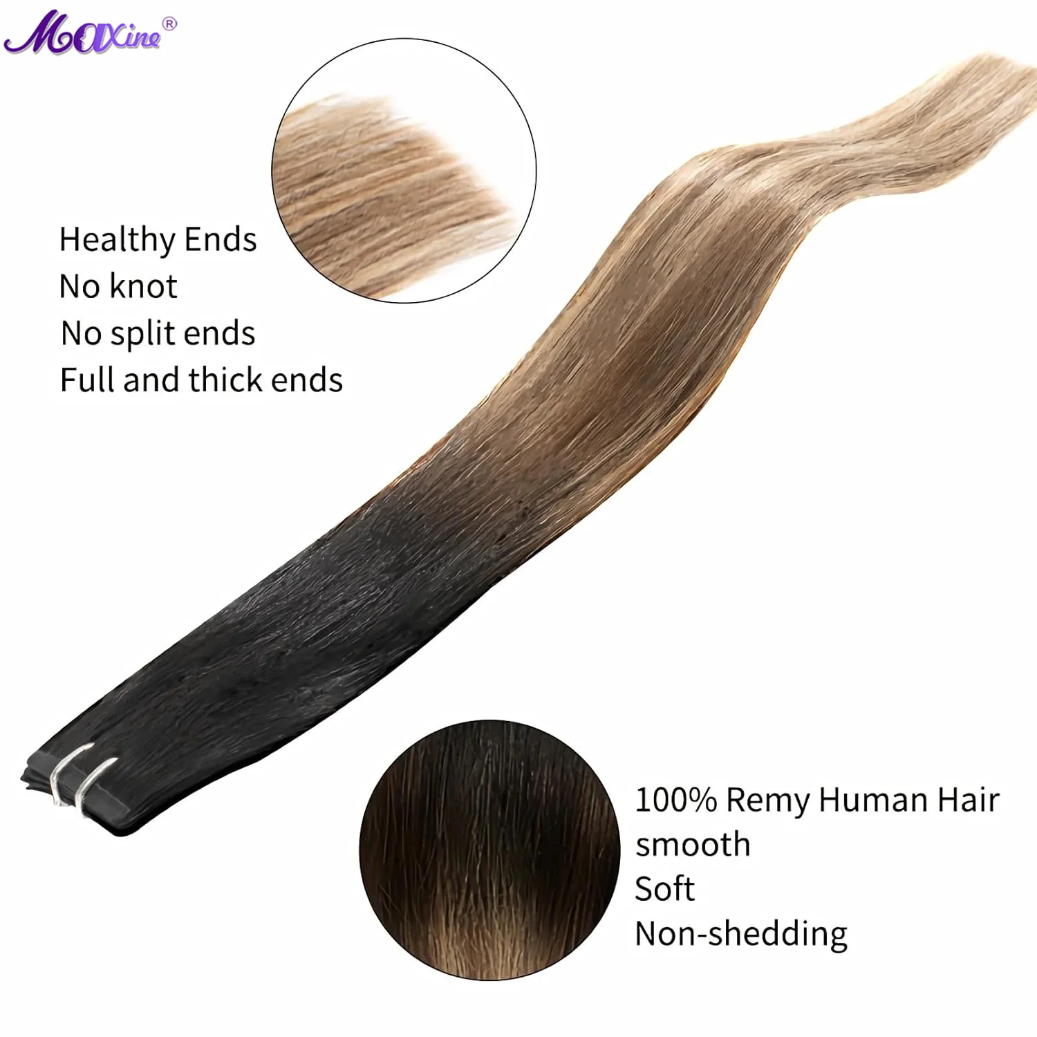 Balayage Natural Black to Chocolate Brown Mix Caramel Blonde Clip in hair extensions  clip in human hair 16 Inch 30g 5pcs