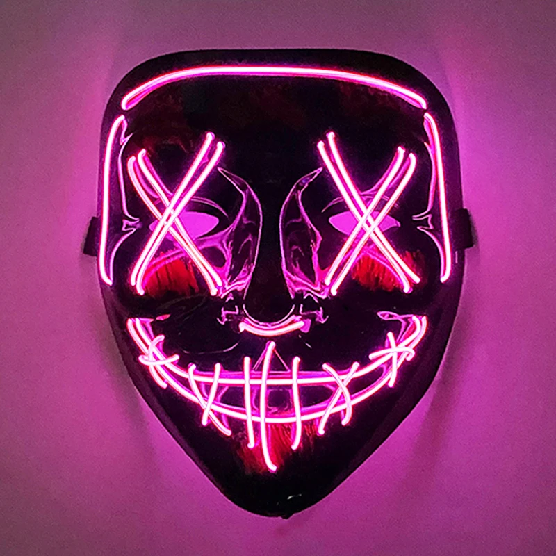 New Design Wireless Type Halloween LED Purge Mask Convenient Headwear Costume Mask Neon  Light Flashing For Carnival Halloween