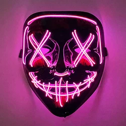 New Design Wireless Type Halloween LED Purge Mask Convenient Headwear Costume Mask Neon  Light Flashing For Carnival Halloween