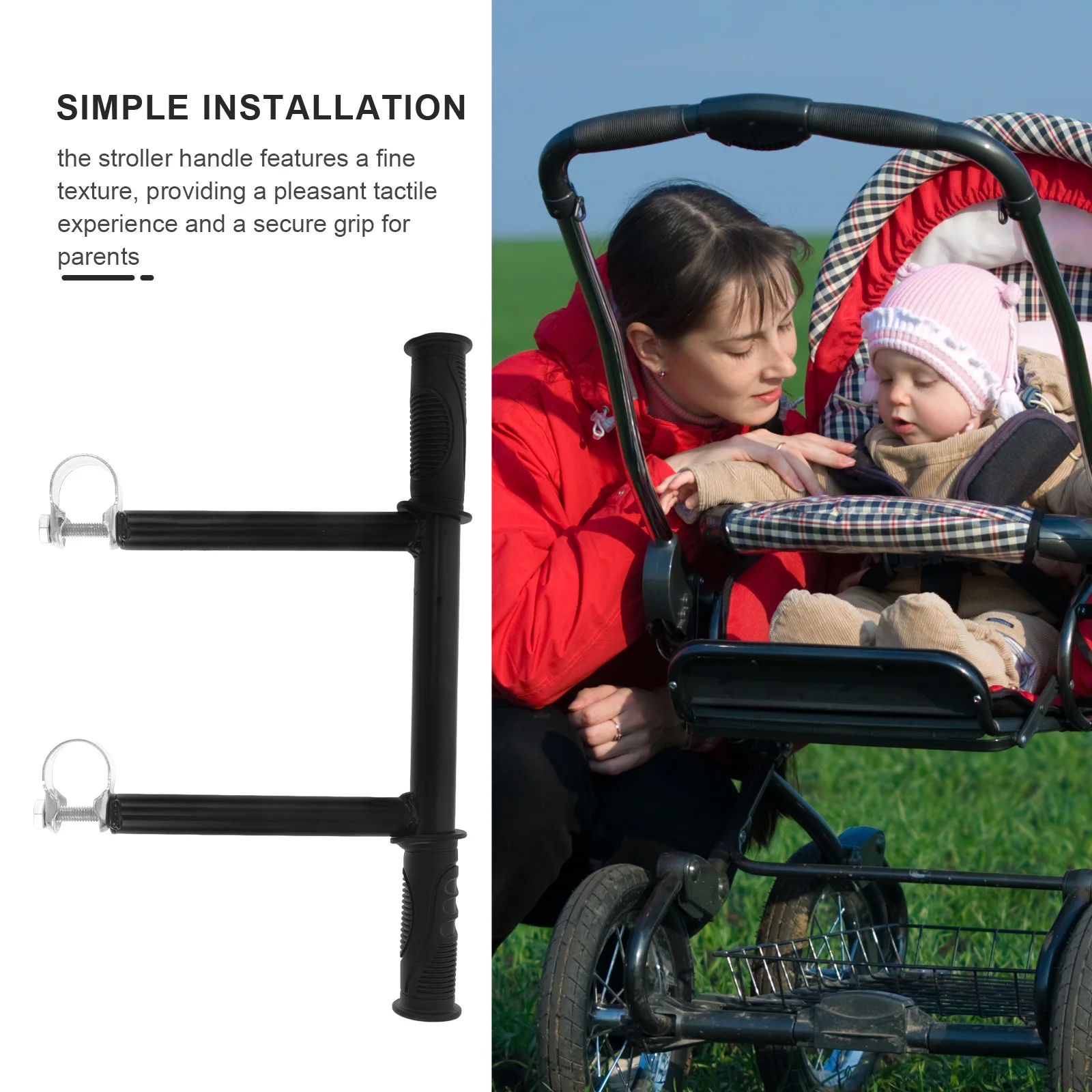 Universal รถเข็นเด็ก Handle Extender รถเข็นเด็ก Handrail ความสูง Armrest Handle Bracket สําหรับรถเข็นเด็กทารกรถเข็นเด็ก