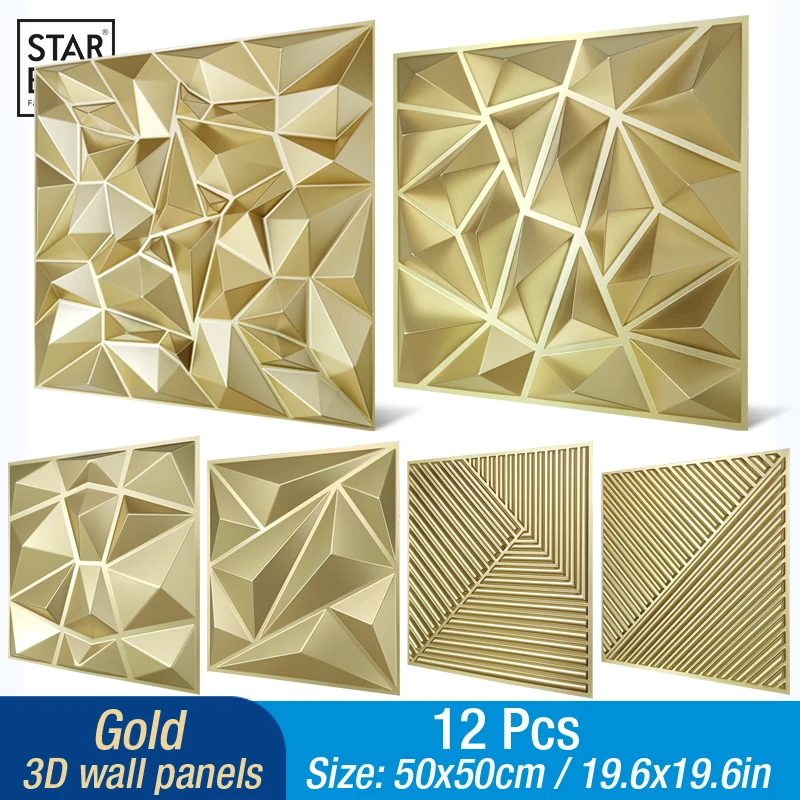Paneles de pared 3D de 50x50cm, decoración de pared interior para dormitorio, sala de estar, fondo, Hotel, oficina, Mural, Panel de pared, decoración del hogar DIY