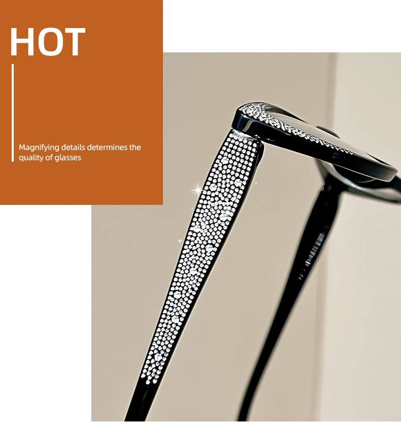 Katzenaugen-Lesebrille für Damen, Transparent, Bling, Anti-Blaulicht, Korrekturbrille mit Sehstärke +1,0 +1,5 +2,0 – Detail 4