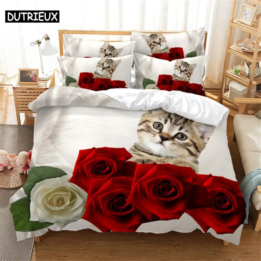 

Red Rose Bedding Set Quilt Duvet Cover Comforter Pillow Case 3D HD Double Full King Queen Twin Single 3PCS 2PCS Bedroom Flower